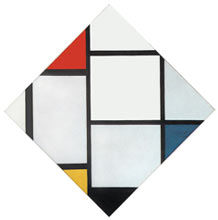 Piet Mondrian Lozenge Composition 1924 - Tableau N. IV - Losangique Pyramidal with Red, Blue, Yellow and Black 1924-25 - Second State