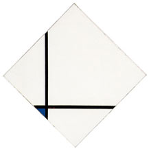 Piet Mondrian Schildereij N. 1 - Lozenge with Two Lineas and Blue 1926