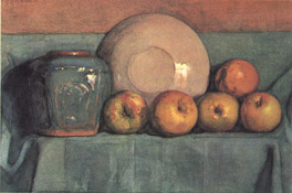 Piet Mondrian Apples, Ginger Pot and Plate on a Ledge 1901
