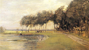 Piet Mondrian Bend in the Gein with Eleven Poplar Trees - Oil Sketch c. 1905-06